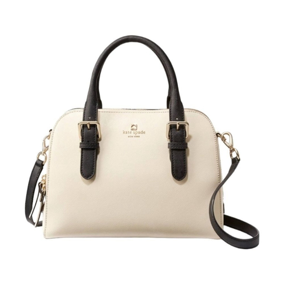 Kate Spade Felix Satchel Leather Bag Cream Black - Picture 2 of 16